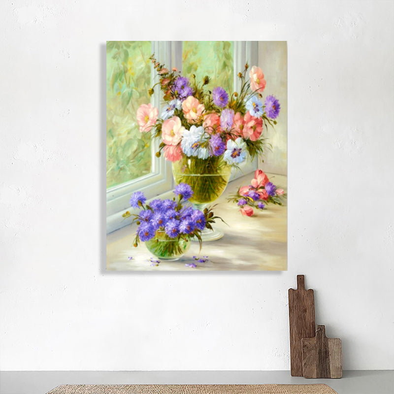Brehn | Blumenmuster Wanddekoration Impressionismus Stil Leinwand Texturierte Kunstdruck in Sanften Farben