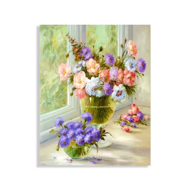 Brehn | Blumenmuster Wanddekoration Impressionismus Stil Leinwand Texturierte Kunstdruck in Sanften Farben