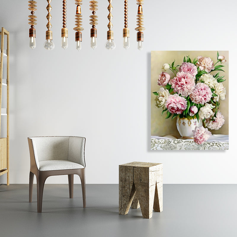 Brehn | Blumenmuster Wanddekoration Impressionismus Stil Leinwand Texturierte Kunstdruck in Sanften Farben