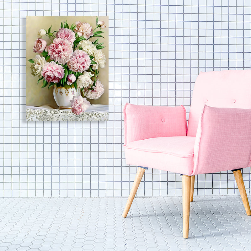 Brehn | Blumenmuster Wanddekoration Impressionismus Stil Leinwand Texturierte Kunstdruck in Sanften Farben