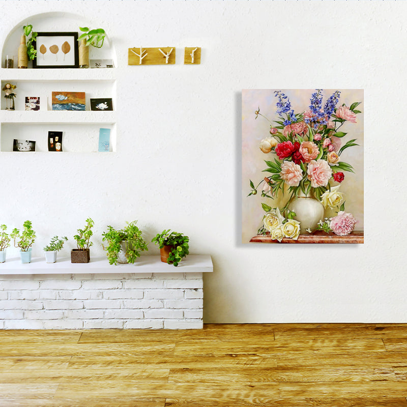Brehn | Blumenmuster Wanddekoration Impressionismus Stil Leinwand Texturierte Kunstdruck in Sanften Farben