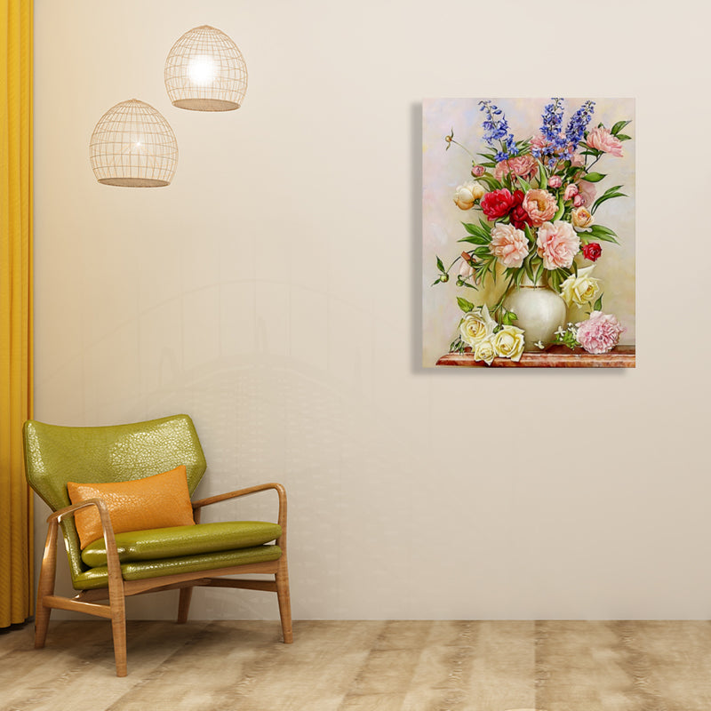 Brehn | Blumenmuster Wanddekoration Impressionismus Stil Leinwand Texturierte Kunstdruck in Sanften Farben