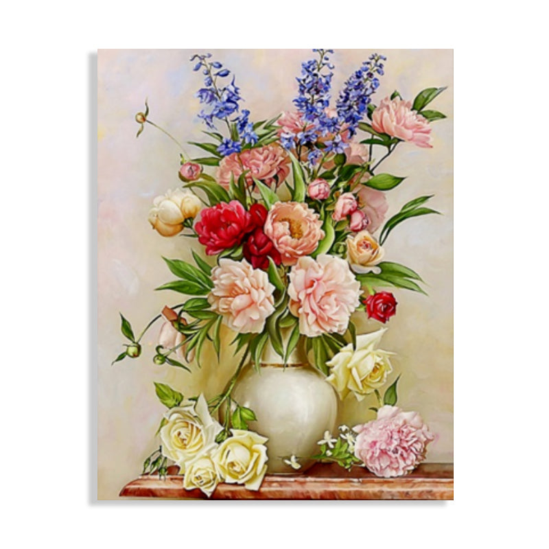 Brehn | Blumenmuster Wanddekoration Impressionismus Stil Leinwand Texturierte Kunstdruck in Sanften Farben