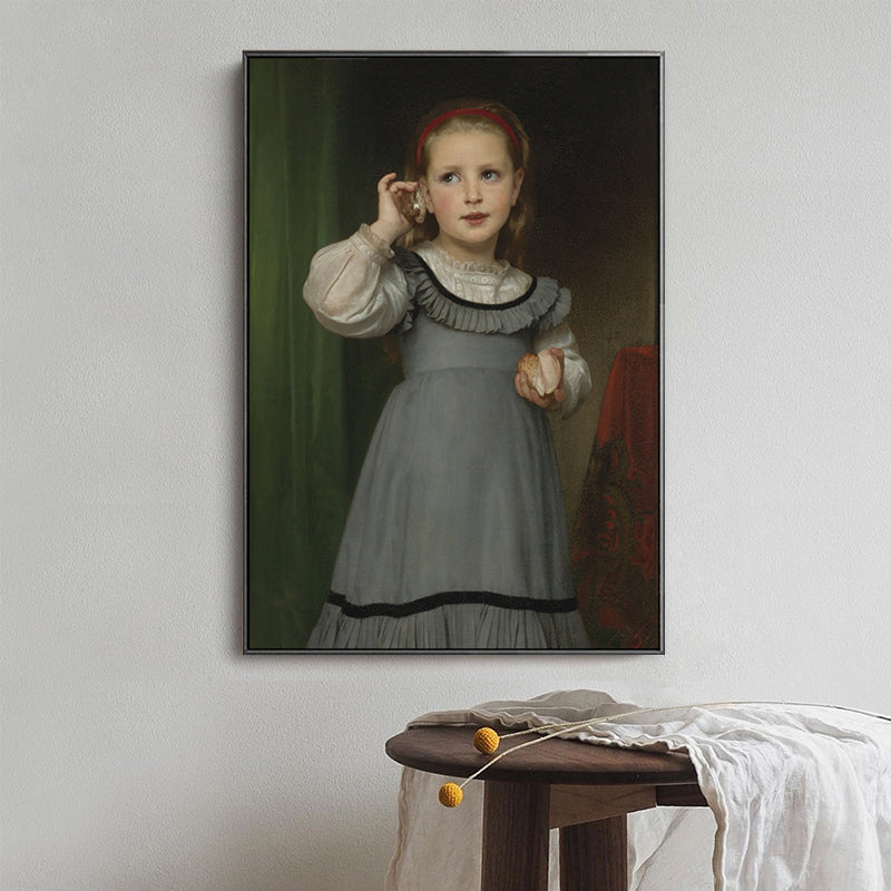 Brehn | Junge Mädchen Porträt Malerei Sanfte Farben Leinwand Wandkunst Druck Texturiert, Mehrere Größen