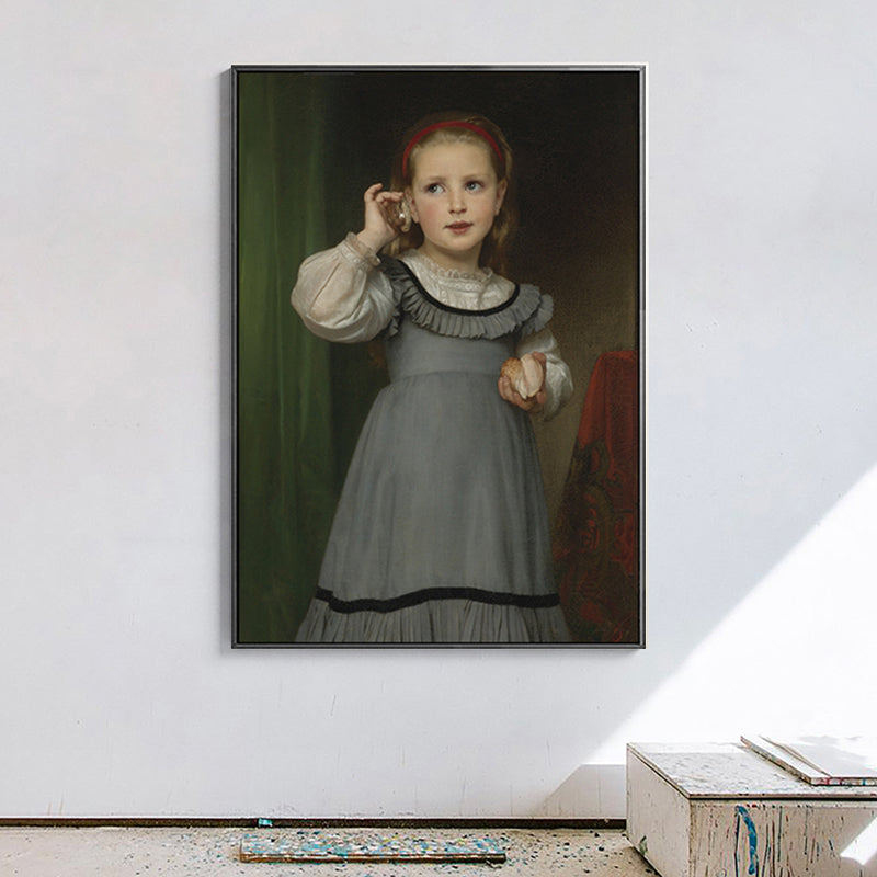 Brehn | Junge Mädchen Porträt Malerei Sanfte Farben Leinwand Wandkunst Druck Texturiert, Mehrere Größen