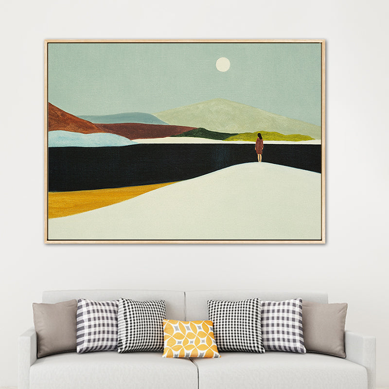 Brehn | Abstrakte Bergzeichnung Leinwanddruck Minimalistische Texturierte Wandkunst im Familienzimmer