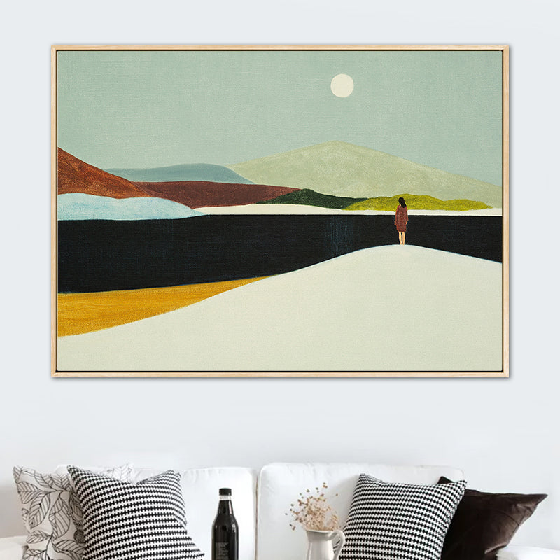 Brehn | Abstrakte Bergzeichnung Leinwanddruck Minimalistische Texturierte Wandkunst im Familienzimmer