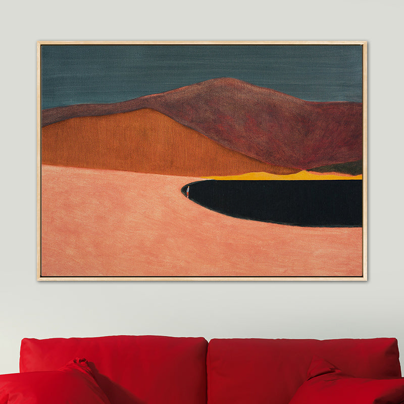 Brehn | Abstrakte Bergzeichnung Leinwanddruck Minimalistische Texturierte Wandkunst im Familienzimmer
