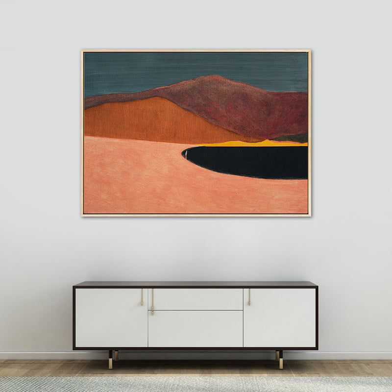 Brehn | Abstrakte Bergzeichnung Leinwanddruck Minimalistische Texturierte Wandkunst im Familienzimmer