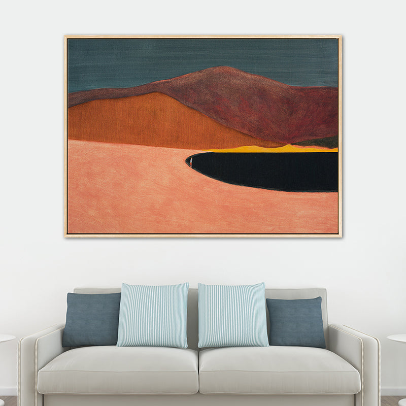 Brehn | Abstrakte Bergzeichnung Leinwanddruck Minimalistische Texturierte Wandkunst im Familienzimmer