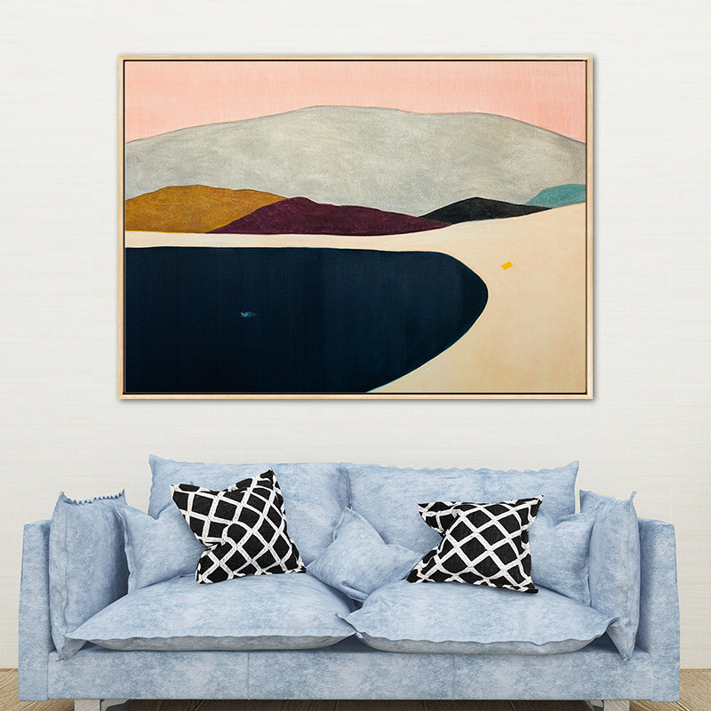 Brehn | Abstrakte Bergzeichnung Leinwanddruck Minimalistische Texturierte Wandkunst im Familienzimmer