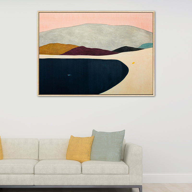 Brehn | Abstrakte Bergzeichnung Leinwanddruck Minimalistische Texturierte Wandkunst im Familienzimmer