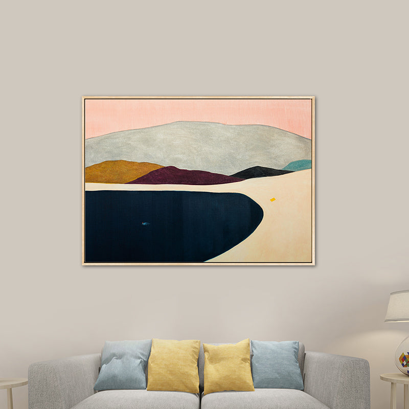Brehn | Abstrakte Bergzeichnung Leinwanddruck Minimalistische Texturierte Wandkunst im Familienzimmer