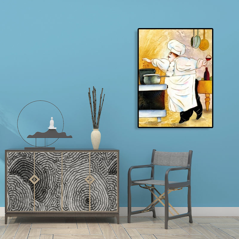 Brehn | Chef und Foods Leinwand Wandkunst Sanfte Farben Abstrakter Expressionismus Malerei für das Wohnzimmer