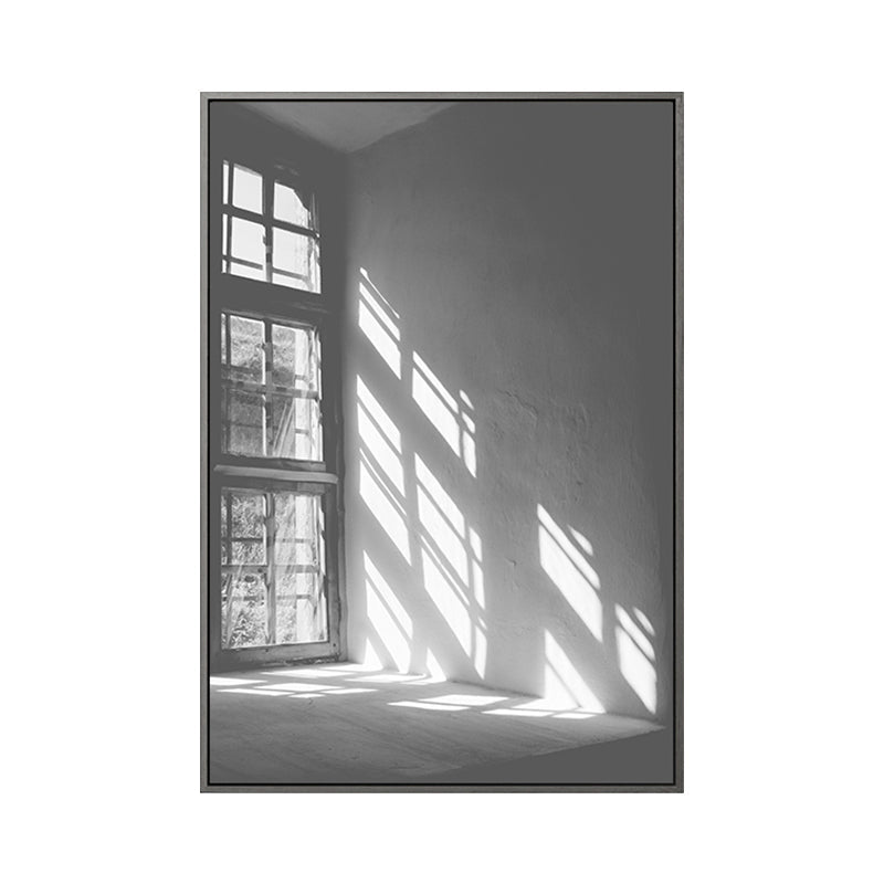 Brehn | Graues Sonnenlicht Schatten Leinwanddruck Stillleben Minimalistische Textur Wandkunst für Raum