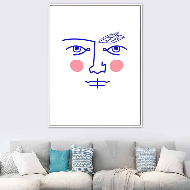 Brehn | Gesichts-Linienzeichnung Wandkunst Dekor Texturiertes Nordic Esszimmer Leinwand in sanften Farben