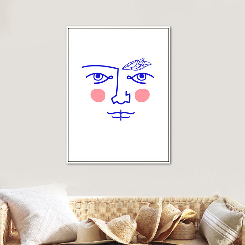 Brehn | Gesichts-Linienzeichnung Wandkunst Dekor Texturiertes Nordic Esszimmer Leinwand in sanften Farben