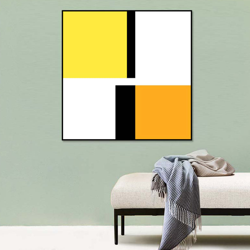 Brehn | Helle Farbblockierung Geometrische Leinwand Texturiert Minimalistische Wohnzimmer Wandkunst Druck