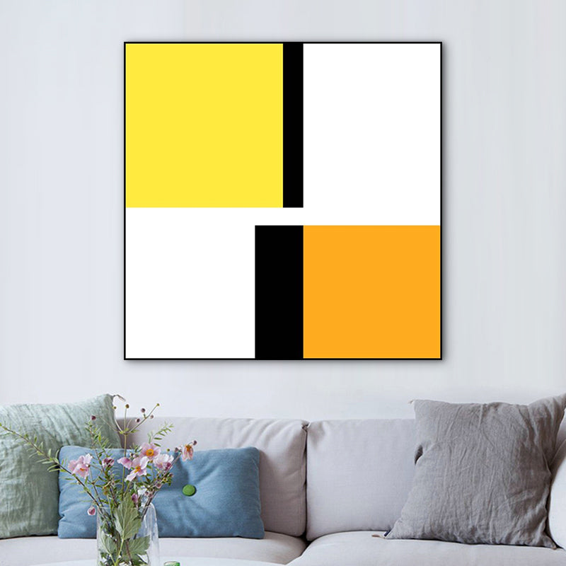 Brehn | Helle Farbblockierung Geometrische Leinwand Texturiert Minimalistische Wohnzimmer Wandkunst Druck