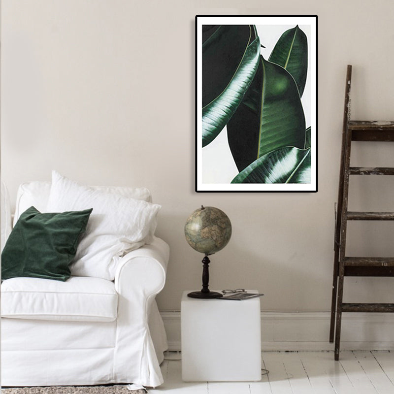Brehn | Nordic Fotografien Blätter Kunstdruck Jungen Schlafzimmer Wanddekoration in Grün auf Weiß, Texturiert