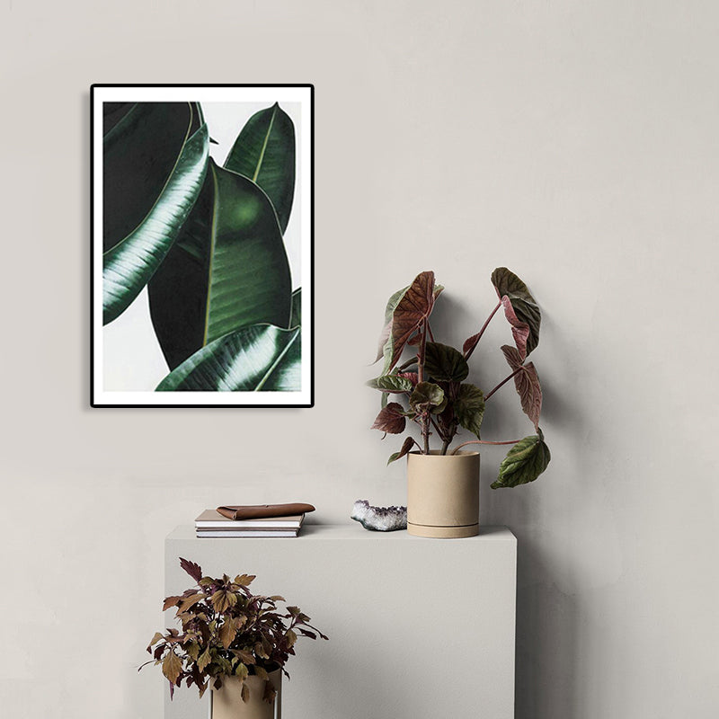 Brehn | Nordic Fotografien Blätter Kunstdruck Jungen Schlafzimmer Wanddekoration in Grün auf Weiß, Texturiert