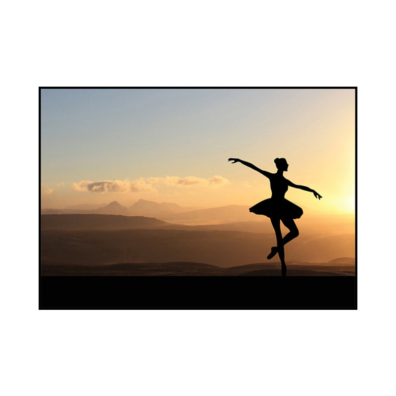 Brehn | Schönes Foto Sonnenuntergang Ballerina Leinwand Wandkunst für das Mädchenzimmer, Pastellfarbe