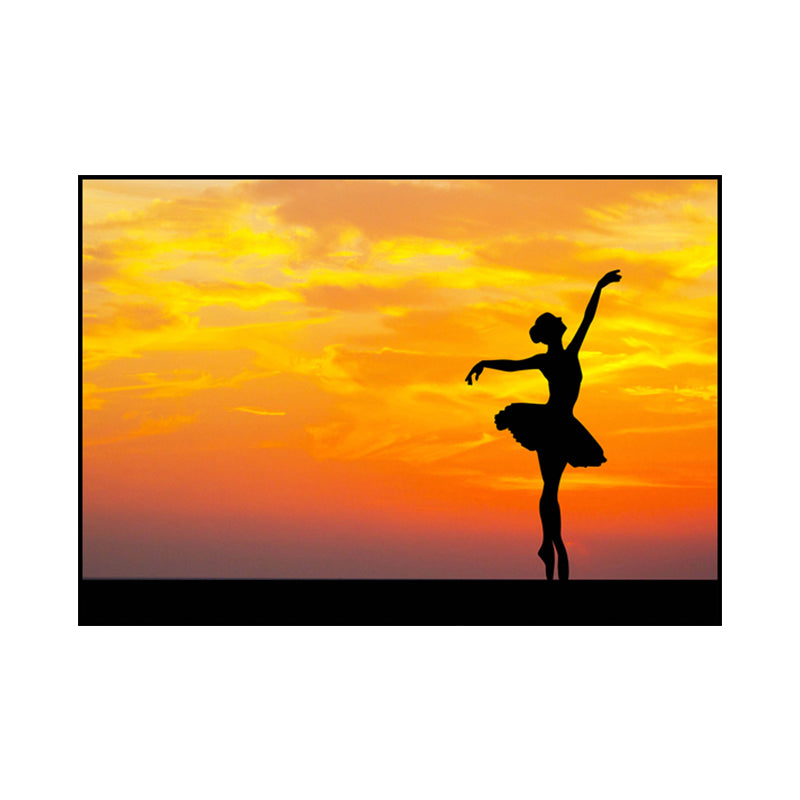 Brehn | Schönes Foto Sonnenuntergang Ballerina Leinwand Wandkunst für das Mädchenzimmer, Pastellfarbe