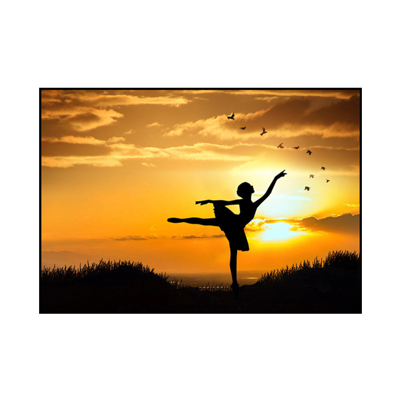 Brehn | Schönes Foto Sonnenuntergang Ballerina Leinwand Wandkunst für das Mädchenzimmer, Pastellfarbe