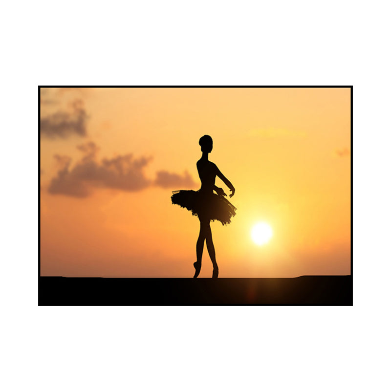 Brehn | Schönes Foto Sonnenuntergang Ballerina Leinwand Wandkunst für das Mädchenzimmer, Pastellfarbe