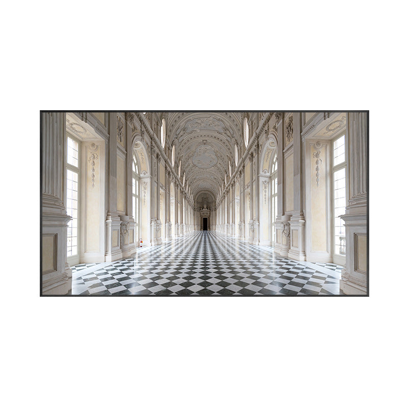 Brehn | Grand Hall Gebäude Ansicht Malerei Braun Zeitgenössische Wandkunst Druck für Esszimmer