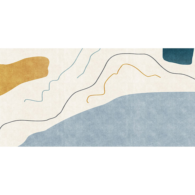 Brehn | Modernistische Abstracte Tapijt Blauw en Beige Polyester Tapijt Antislip Achterkant Wasbaar Dierenvriendelijk Tapijt voor Thuis