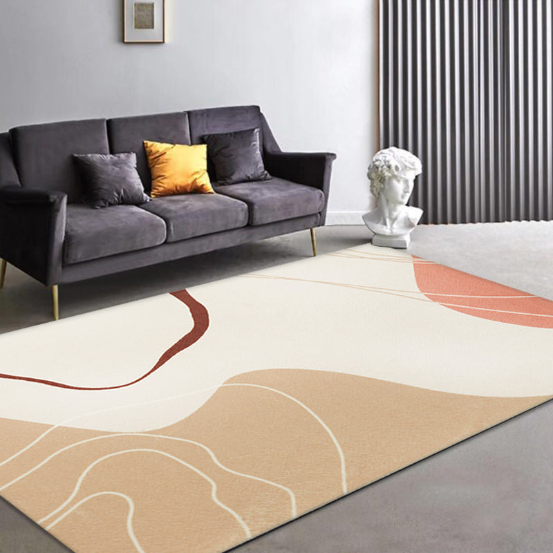 Brehn | Einfacher mehrfarbiger modernistischer Teppich Polyester abstrakter Teppich waschbar haustierfreundlich rutschfester Teppich für das Wohnzimmer