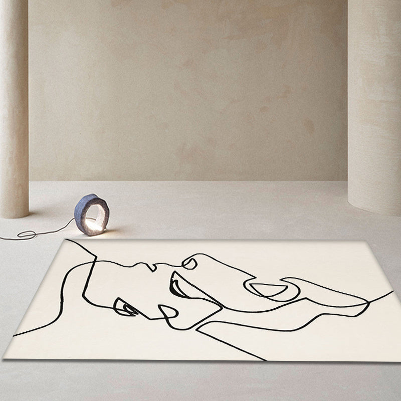 Brehn | Kreativ Nordic Teppich Beige Abstract Teppich Haustierfreundlich Rutschfest Waschbar Teppich für Dekoration