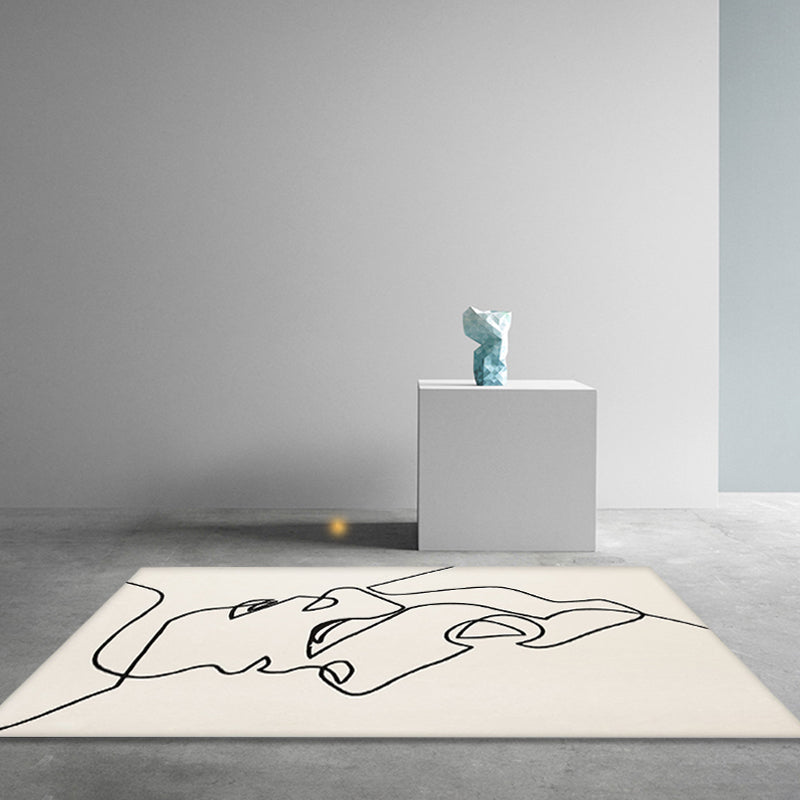Brehn | Kreativ Nordic Teppich Beige Abstract Teppich Haustierfreundlich Rutschfest Waschbar Teppich für Dekoration