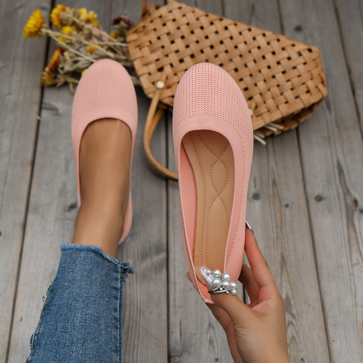 Brehn 丨 Damen Rundschuh Bohnenschuhe
