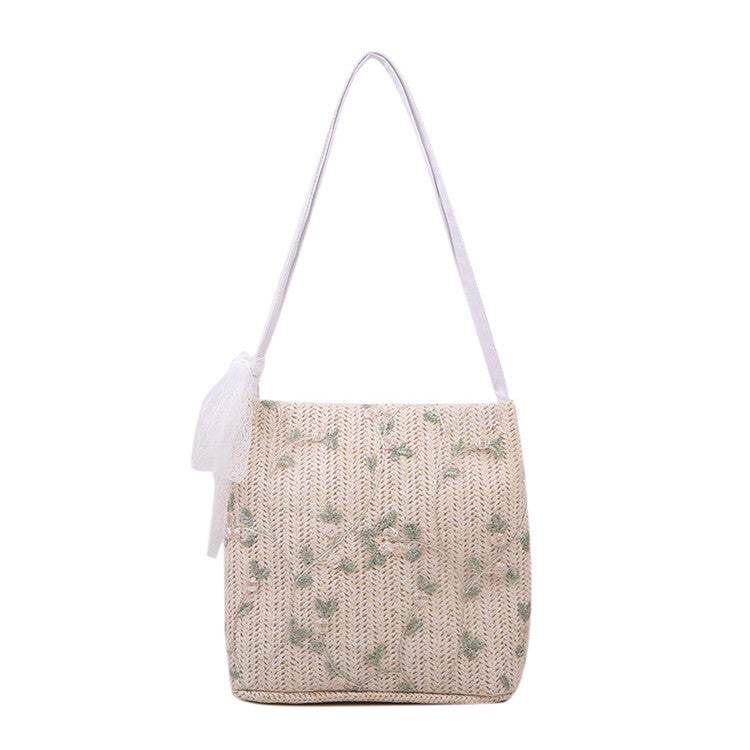 Bestickte Strohtote Tasche