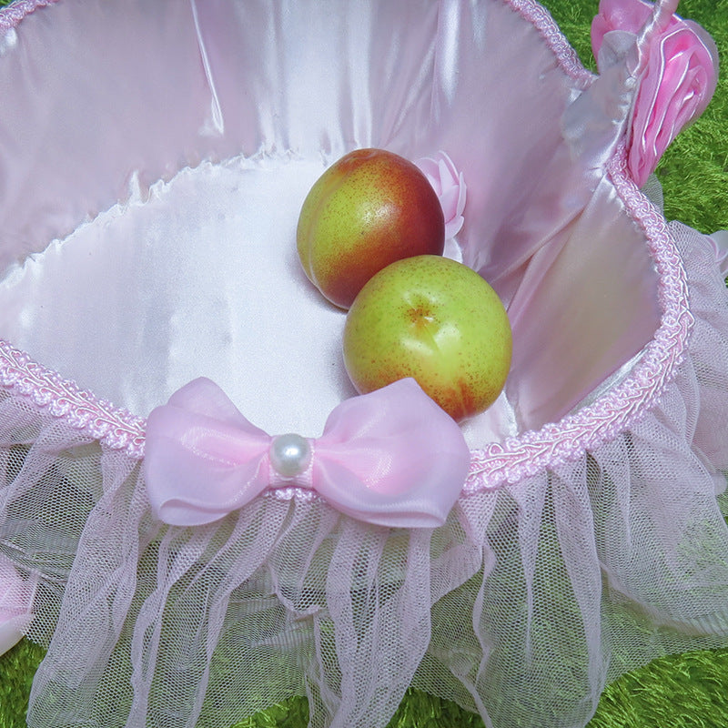 Damen Eleganter Dekorationskorb mit Tüll und Blüten Brehn