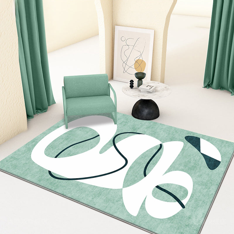 Brehn | Noviteit Abstract Teppich Grün Polyester Teppich Rutschfest Waschbar Haustierfreundlich Teppich für Zuhause