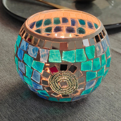 Europäischer Retro Glas Mosaik Teelichthalter