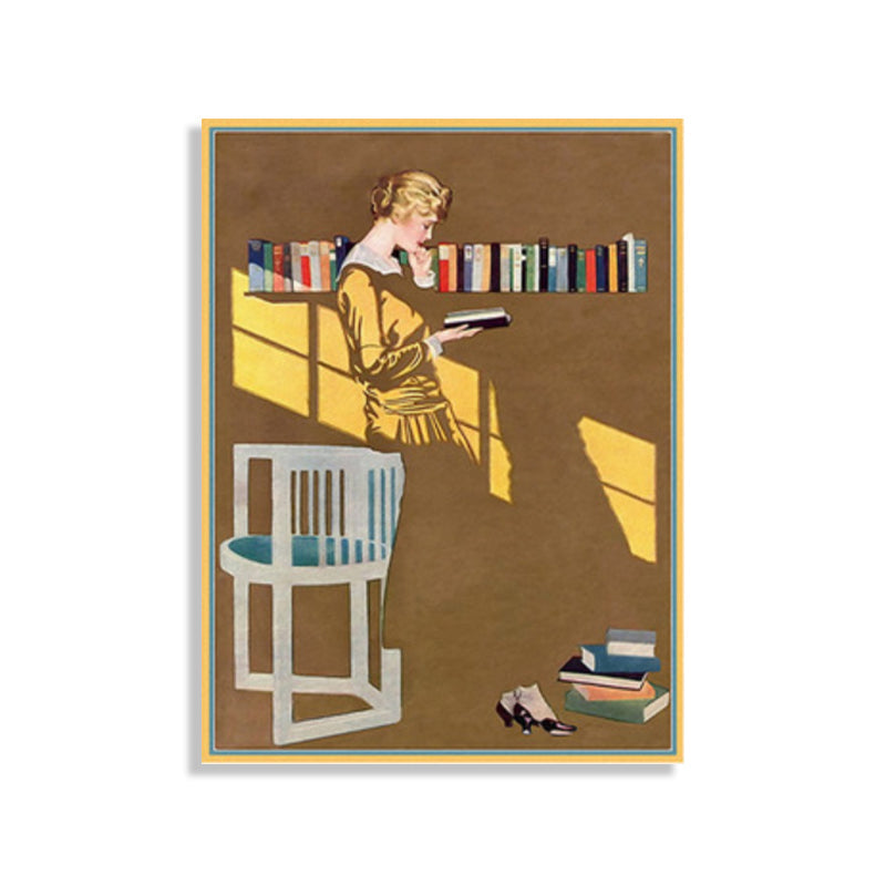 Brehn | Lesende Frauen Wandkunst Brauner Leinwanddruck Wanddekoration, Texturiert, Mehrere Größenoptionen