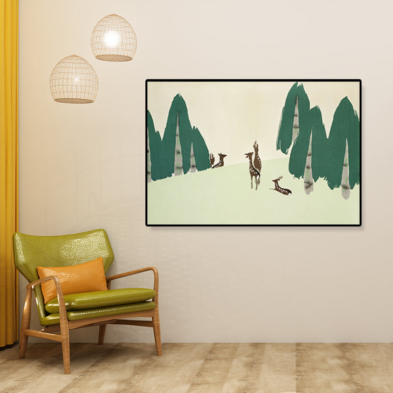 Brehn | Pastell-Montan-Leinwand-Wandkunst Naturlandschaft Asiatische strukturierte Wanddekoration für das Zimmer