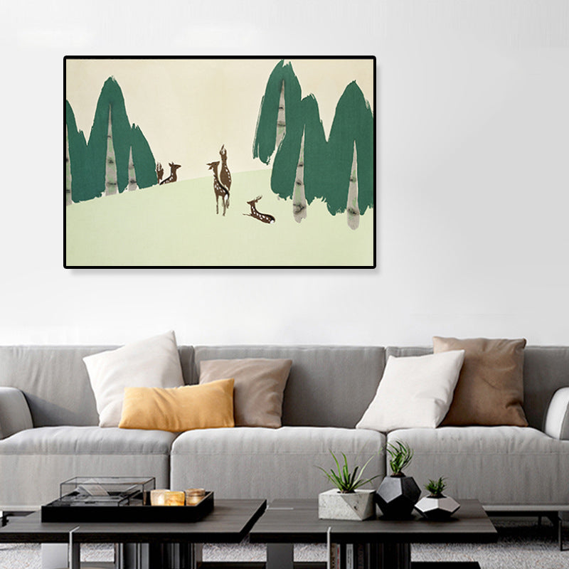 Brehn | Pastell-Montan-Leinwand-Wandkunst Naturlandschaft Asiatische strukturierte Wanddekoration für das Zimmer