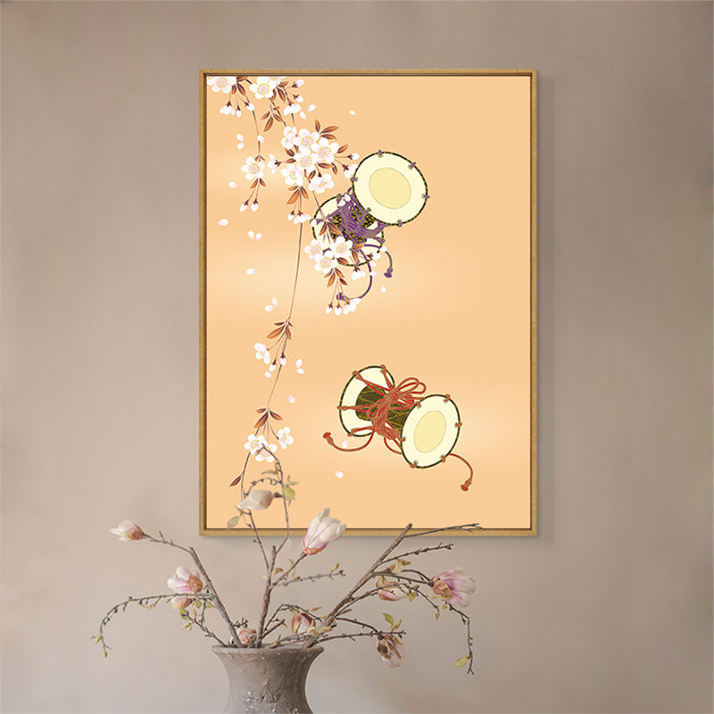 Brehn | Handtrommel Kotsuzumi Leinwand Wandkunst Sanfte Farben Japanische Wanddekoration für das Esszimmer