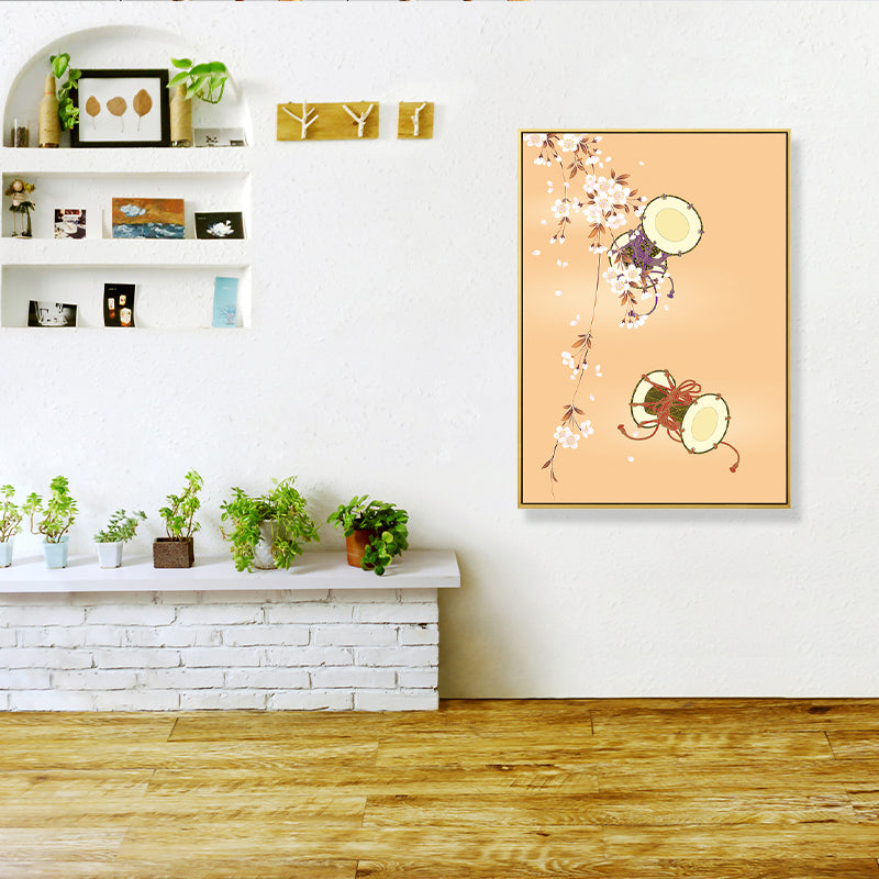 Brehn | Handtrommel Kotsuzumi Leinwand Wandkunst Sanfte Farben Japanische Wanddekoration für das Esszimmer