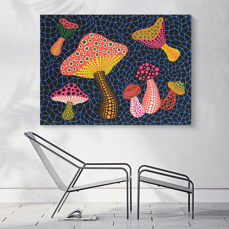 Brehn | Pop Art Pilz Leinwanddruck Dunkelblau Texturierte Wanddekoration für das Wohnzimmer