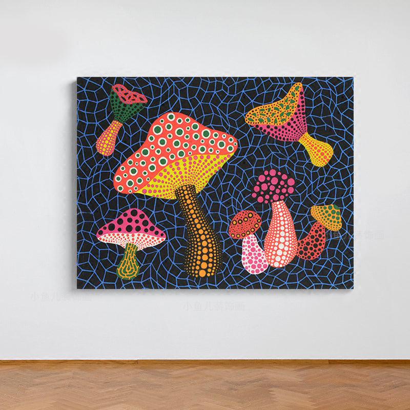 Brehn | Pop Art Pilz Leinwanddruck Dunkelblau Texturierte Wanddekoration für das Wohnzimmer
