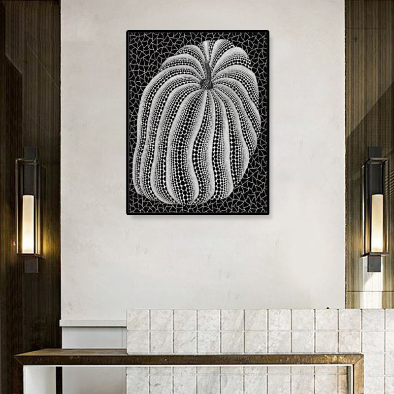 Brehn | Illustration Pop Art Leinwand mit Kürbismuster in dunkler Farbe, mehrere Größen verfügbar
