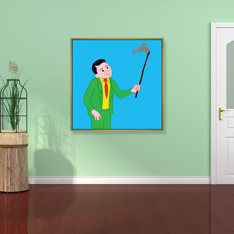 Brehn | Illustration Dunkler Humor Comic Leinwand Funkelnde Texturierte Wandkunst Dekor für Jungenzimmer