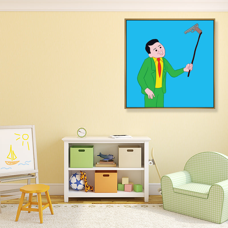 Brehn | Illustration Dunkler Humor Comic Leinwand Funkelnde Texturierte Wandkunst Dekor für Jungenzimmer