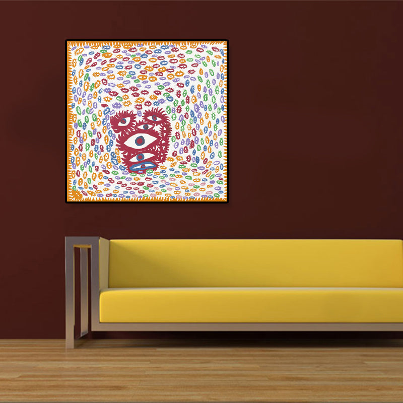 Brehn | Funky the Eyes Kunstdruck Leinwand Texturiert Gelbe Wanddekoration für Wohnzimmer, Mehrere Größen
